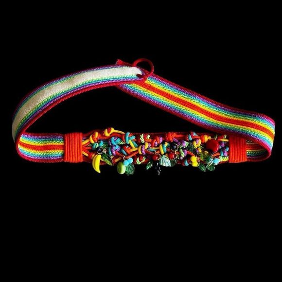 VTG 90’s Woven Rainbow Tropical Fruit Belt - Picture 9 of 10